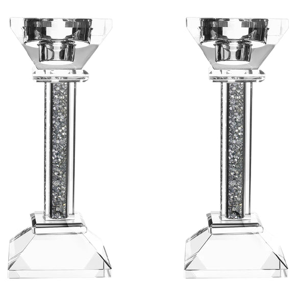 Set of 2 dark Crystal candlesticks