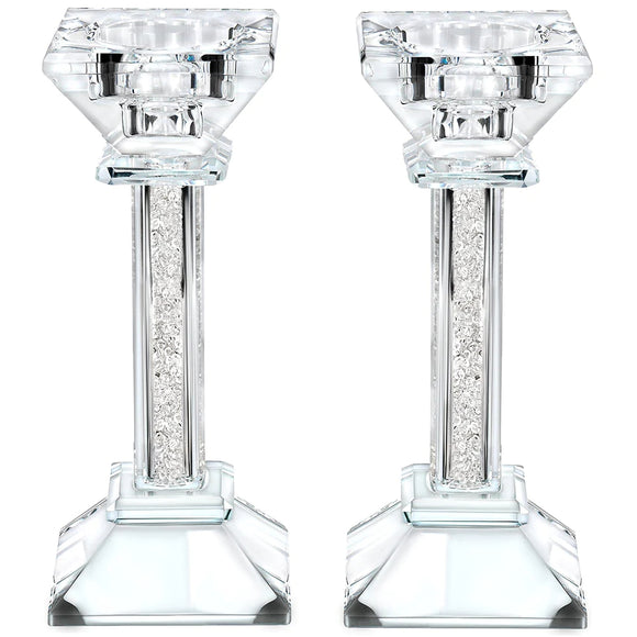Set of 2 Crystal candlesticks - 6.3