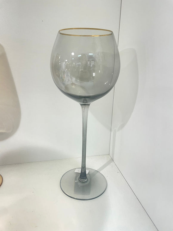 Grey wine glasses with gold rim Set of 6 - #71