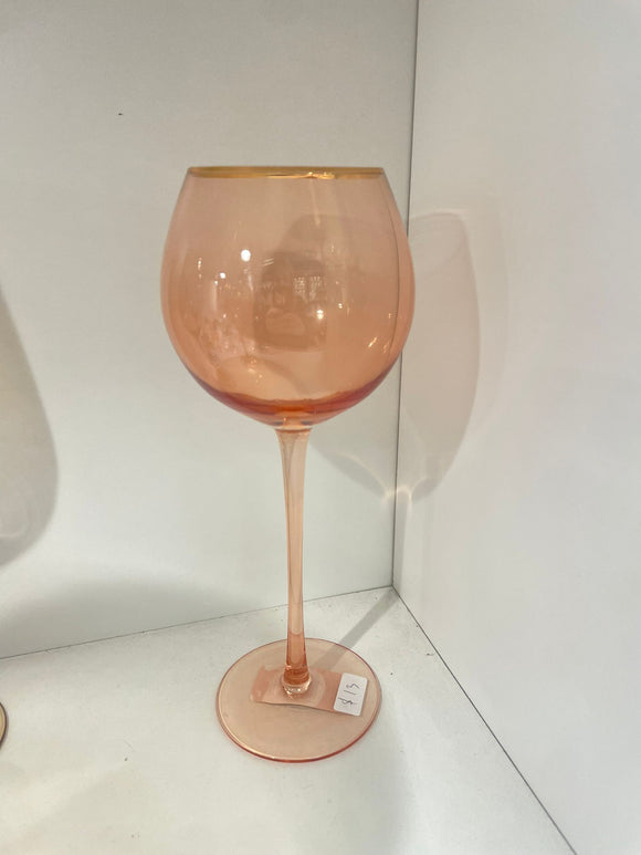 Orange wine glasses with gold rim Set of 6 - #72