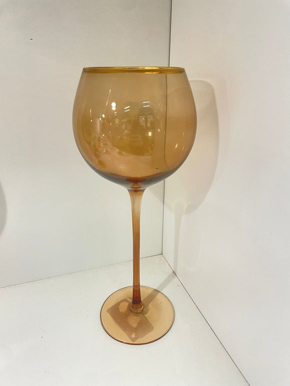 Brown wine glasses with gold rim Set of 6 - #74