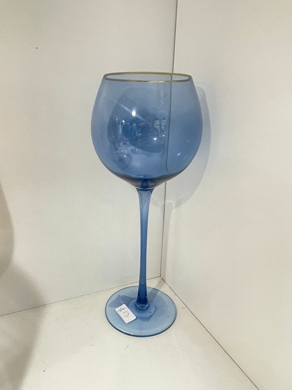 Blue wine glasses with gold rim Set of 6 - #75