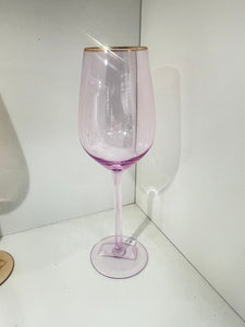 Purple Tall wine glasses with gold rim Set of 6 - #77