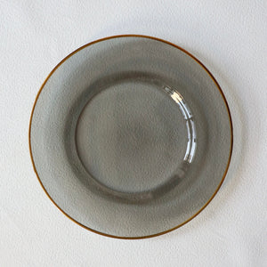Gray glass charger with gold shiny rim - set of 4 - #2402