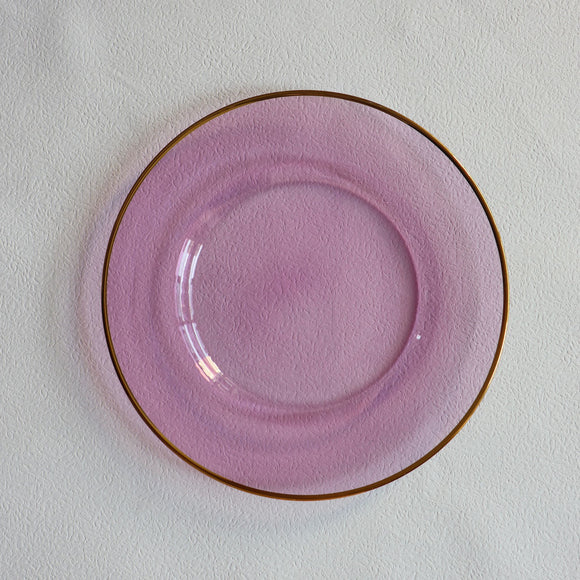 Purple glass charger with gold shiny rim - set of 4 - #2404