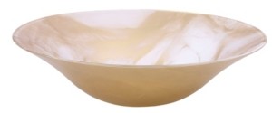 Glass white and gold salad bowl