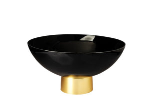 Black Glass Bowl on Gold Base