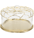 Cake dome with mesh gold design
