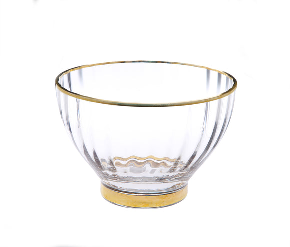 Glass salad bowl with gold rim