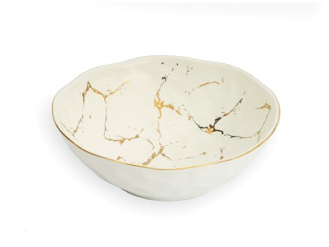 White Porcelain Bowl with Gold Design -7